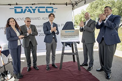 The new Dayco plant will be located in San Luis Potosi, Mexico, in a large and well-known industrial park, Parque Tres Nations, which is popular with prominent businesses. 